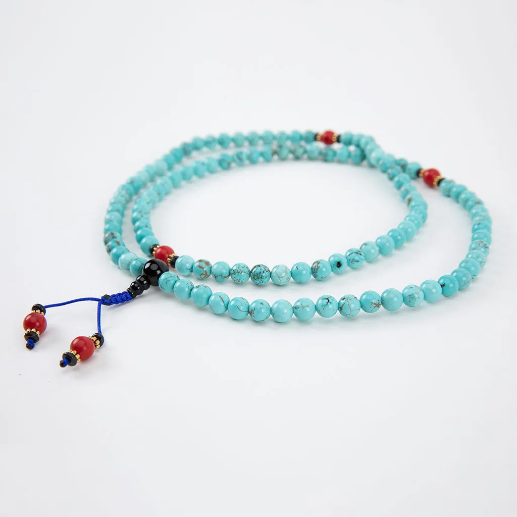 Coral & Turquoise Mala Necklace