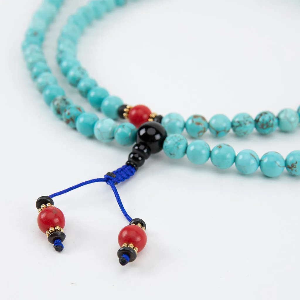 Coral & Turquoise Mala Necklace