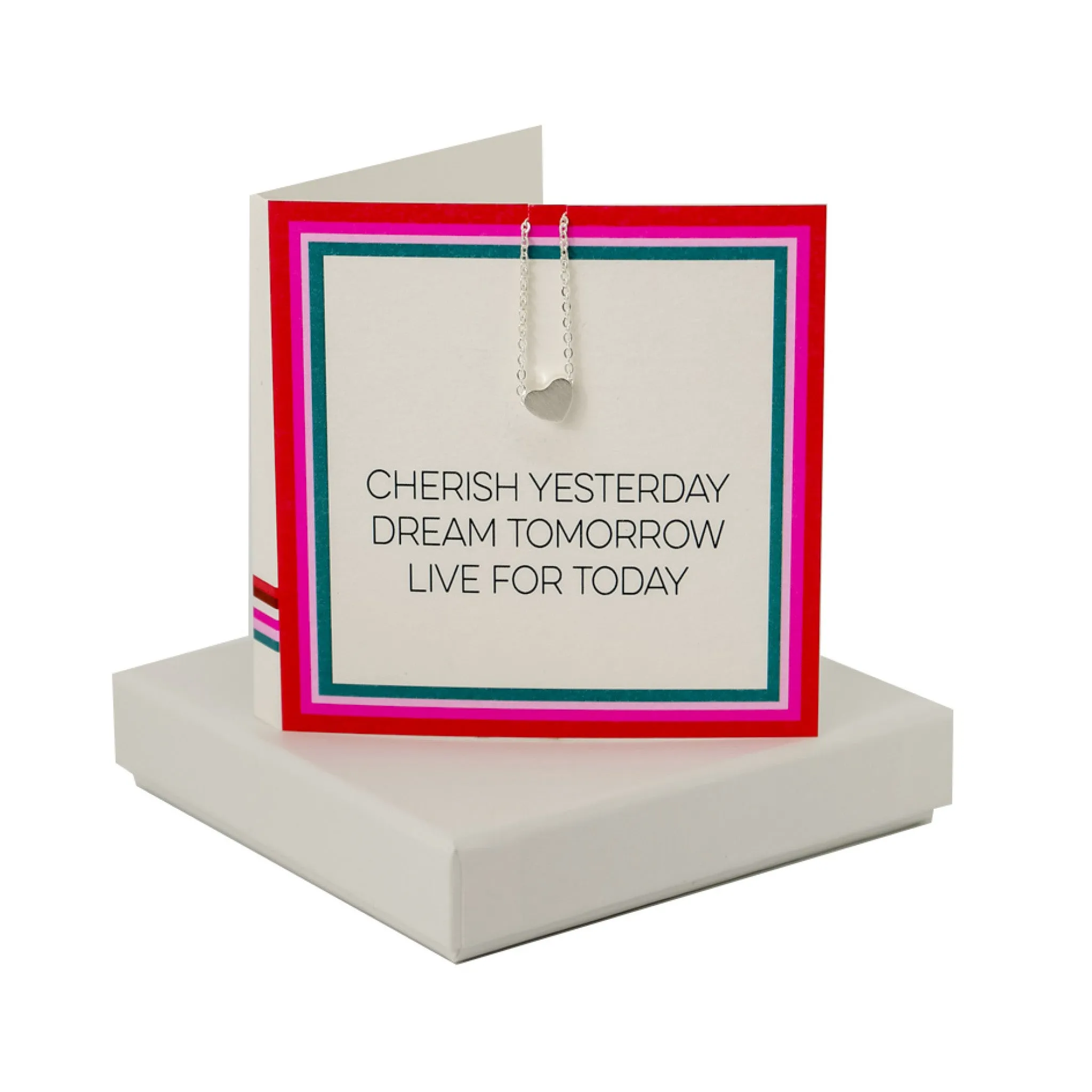 Coral And Mint Cherish Card - Heart Necklace