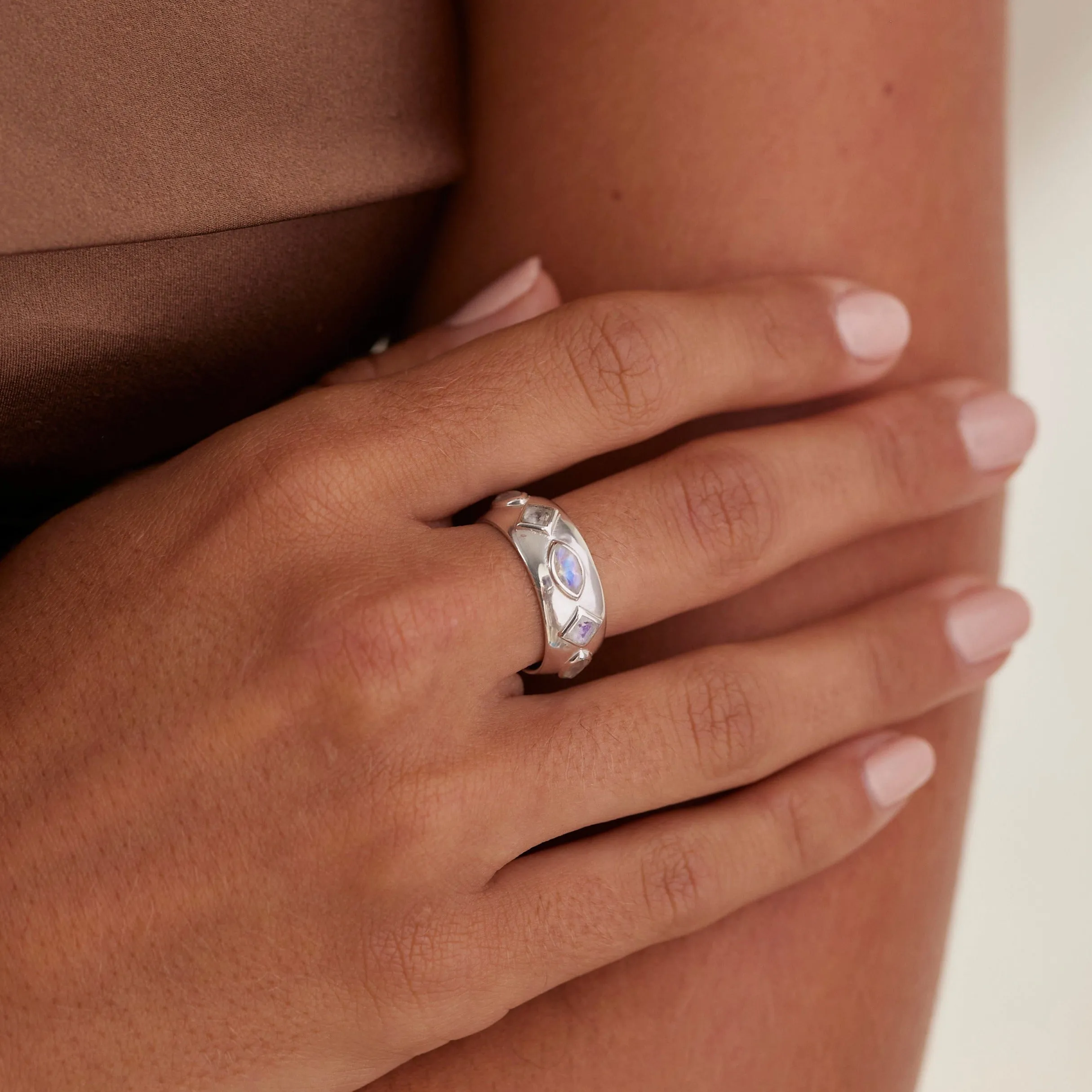 Coronet Moonstone Silver Ring