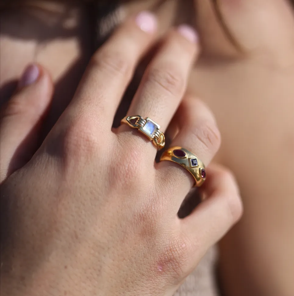 Coronet Moonstone Silver Ring