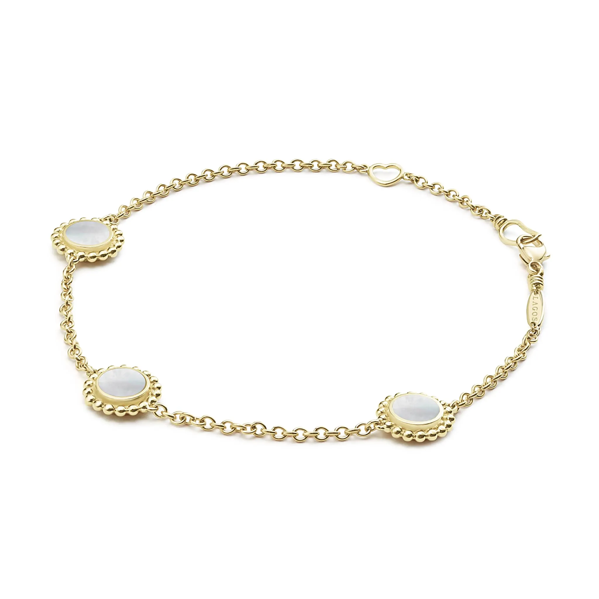 Covet Three Station Round Mother of Pearl Bracelet