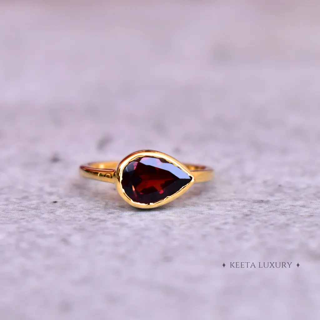 Crimson Pear - Garnet Ring