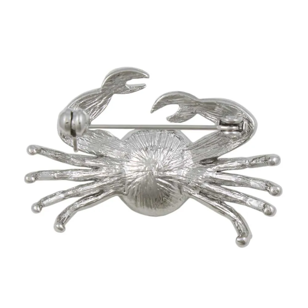 Crystal Crab with Large Gray Pearl Brooch Pin - PRA019