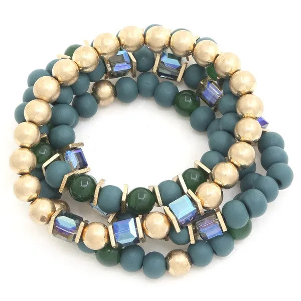 Cube Beaded Bracelet Set