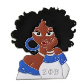 Curly Hair Woman Pin