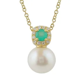 Cushion Gemstone Halo Pearl Drop Necklace