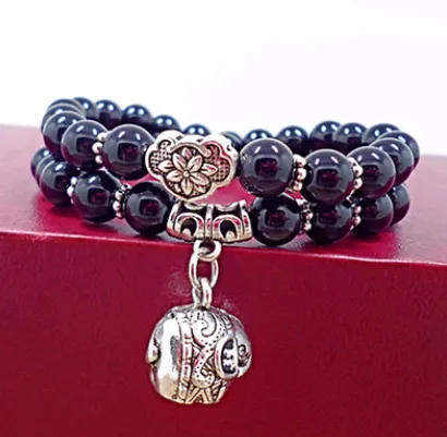 Cute Little Elephant Charm Beaded Bracelet