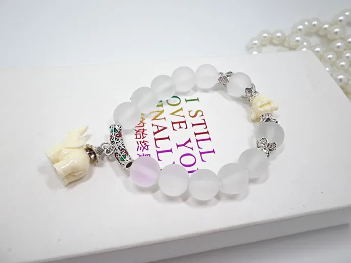 Cute Little Elephant Charm Beaded Bracelet