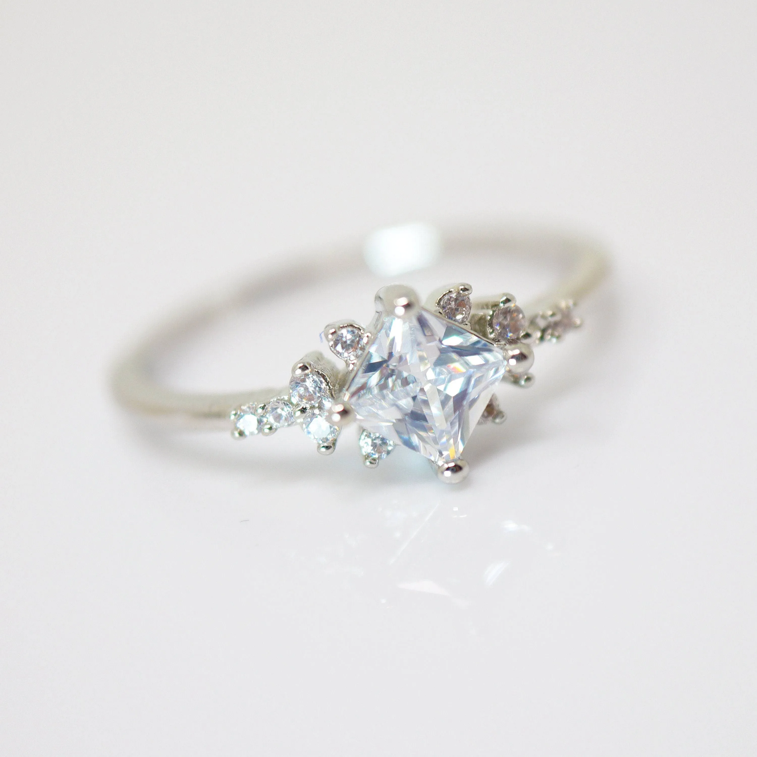 CZ Dainty Proposal Ring, Statement Ring, Engagement Ring, Two Ring Set, Promise Ring For a Friend, Friendship ring.