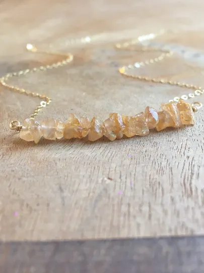 Dainty Raw Imperial Topaz Necklace Gold or Sterling Silver - November Birthstone - Raw Crystal - Topaz Jewelry