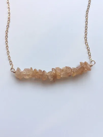 Dainty Raw Imperial Topaz Necklace Gold or Sterling Silver - November Birthstone - Raw Crystal - Topaz Jewelry