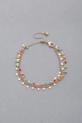 Dainty Star Charm Beaded Dangle Bracelet