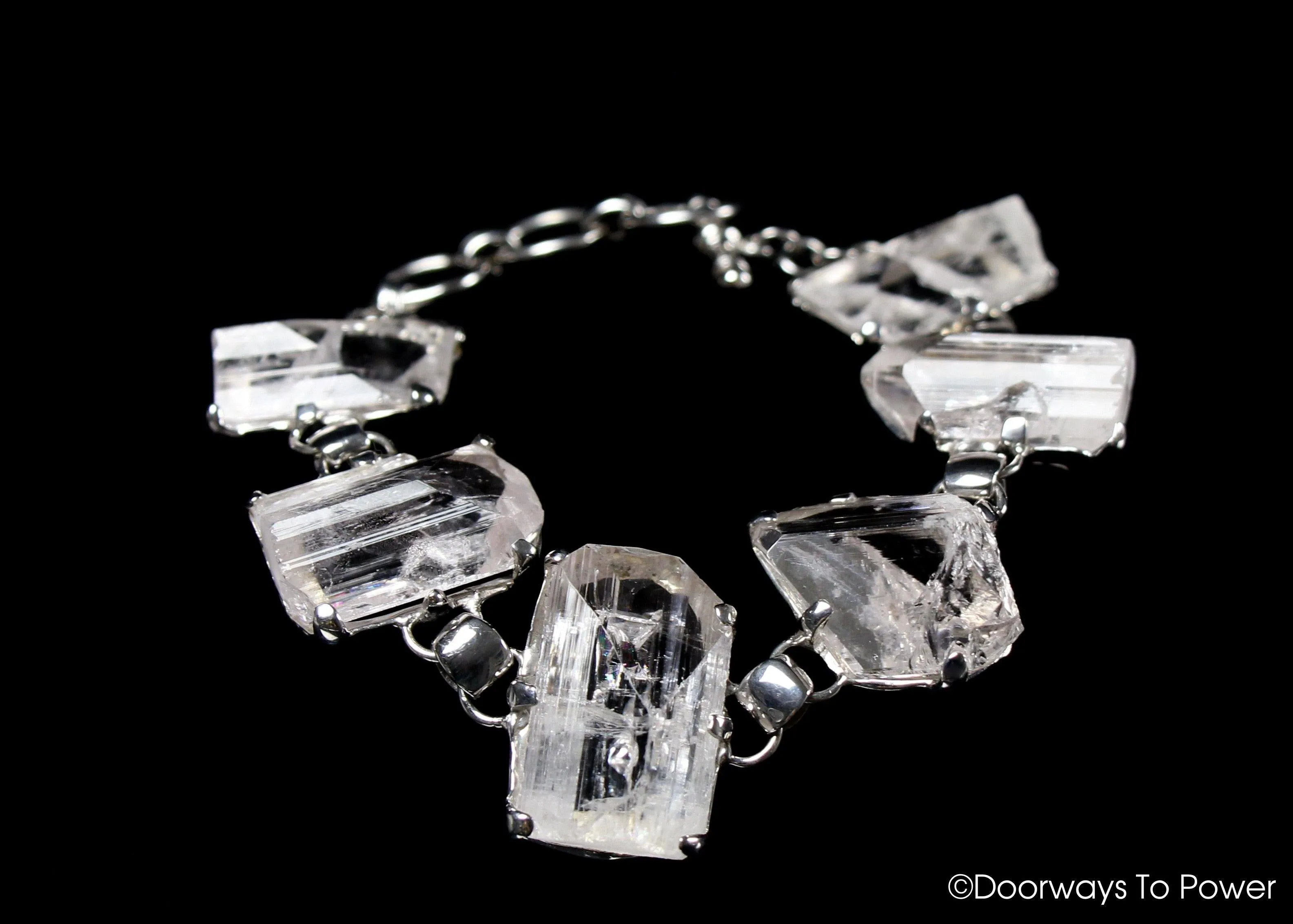 Danburite Synergy 12 Crystal Bracelet .925 SS 'Angelic Healer'