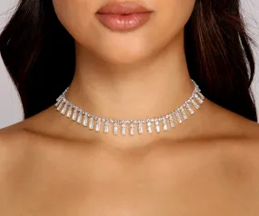 Dazzle On Baguette Stone Rhinestone Choker