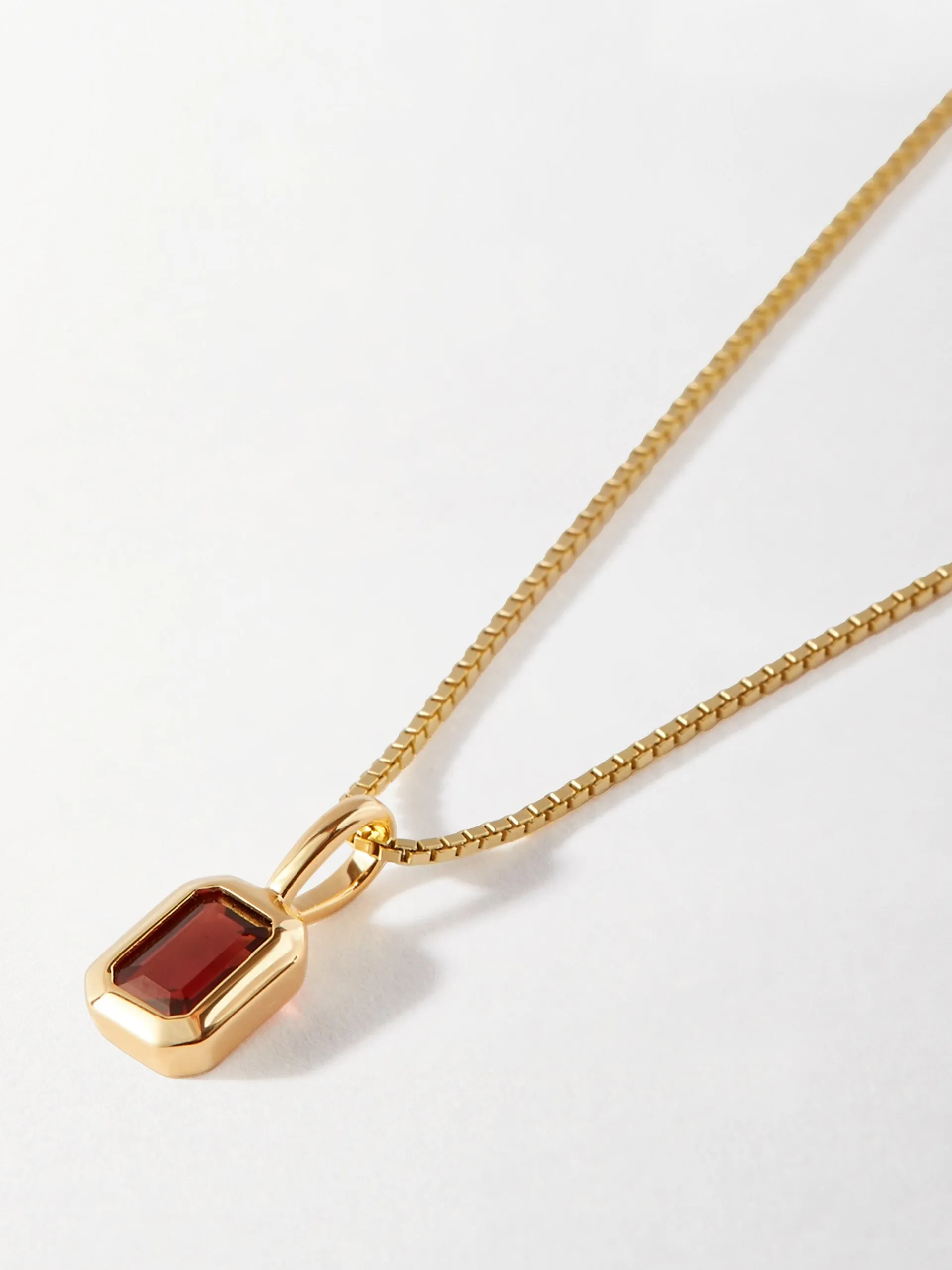 Deco garnet January birthstone necklace