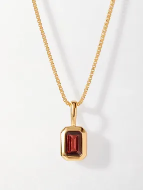 Deco garnet January birthstone necklace