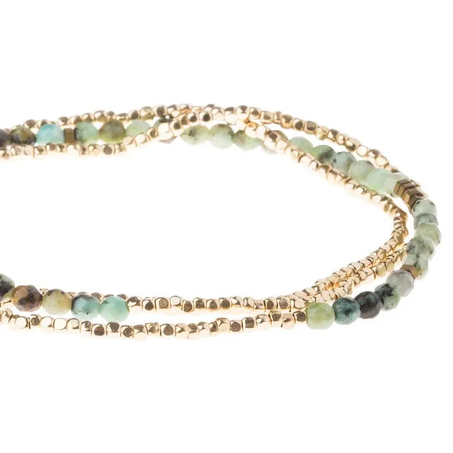 Delicate Stone Wrap Bracelet/Necklace - African Turquoise