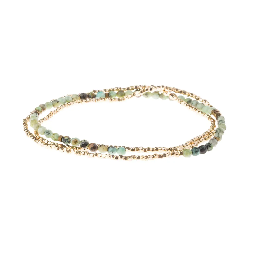 Delicate Stone Wrap Bracelet/Necklace - African Turquoise