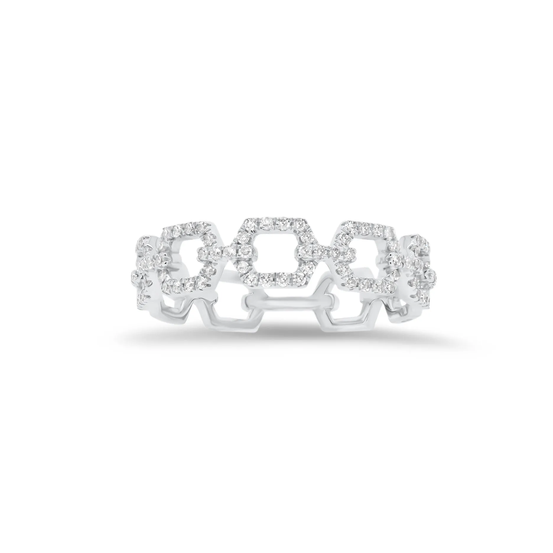 Diamond Open Square Chain Link Stackable Ring