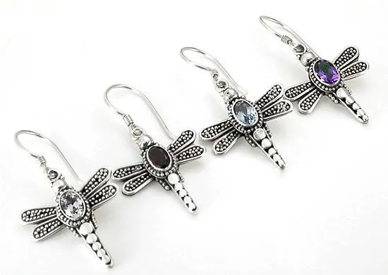 Dragonfly French Hook Bali Sterling Silver Earrings