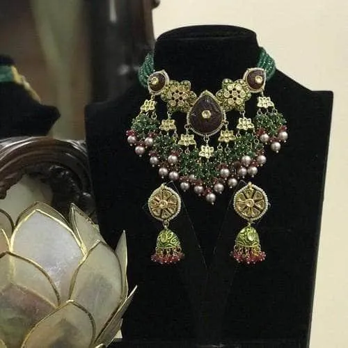 Drop Pendant Choker With Jumki Earring