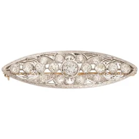 Edwardian Diamond Platinum Navette Brooch