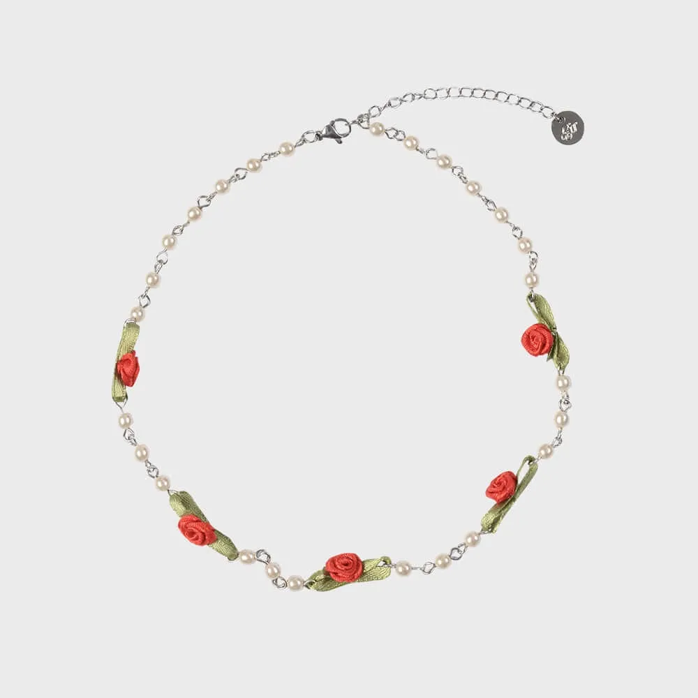 [EIREVE] Seasonless ROSE BOUQUET CHOKER (RED)