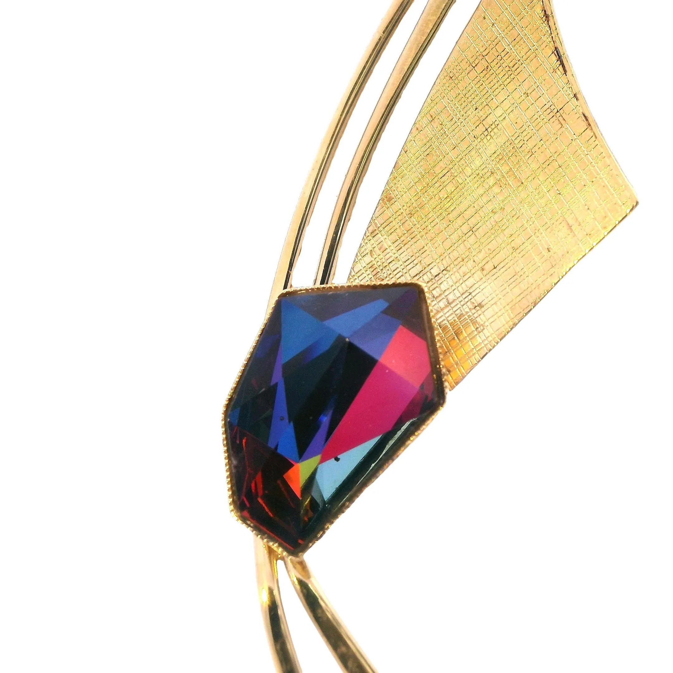 Elegant Donald Simpson Gold-Plated Silver Mystic Topaz Brooch