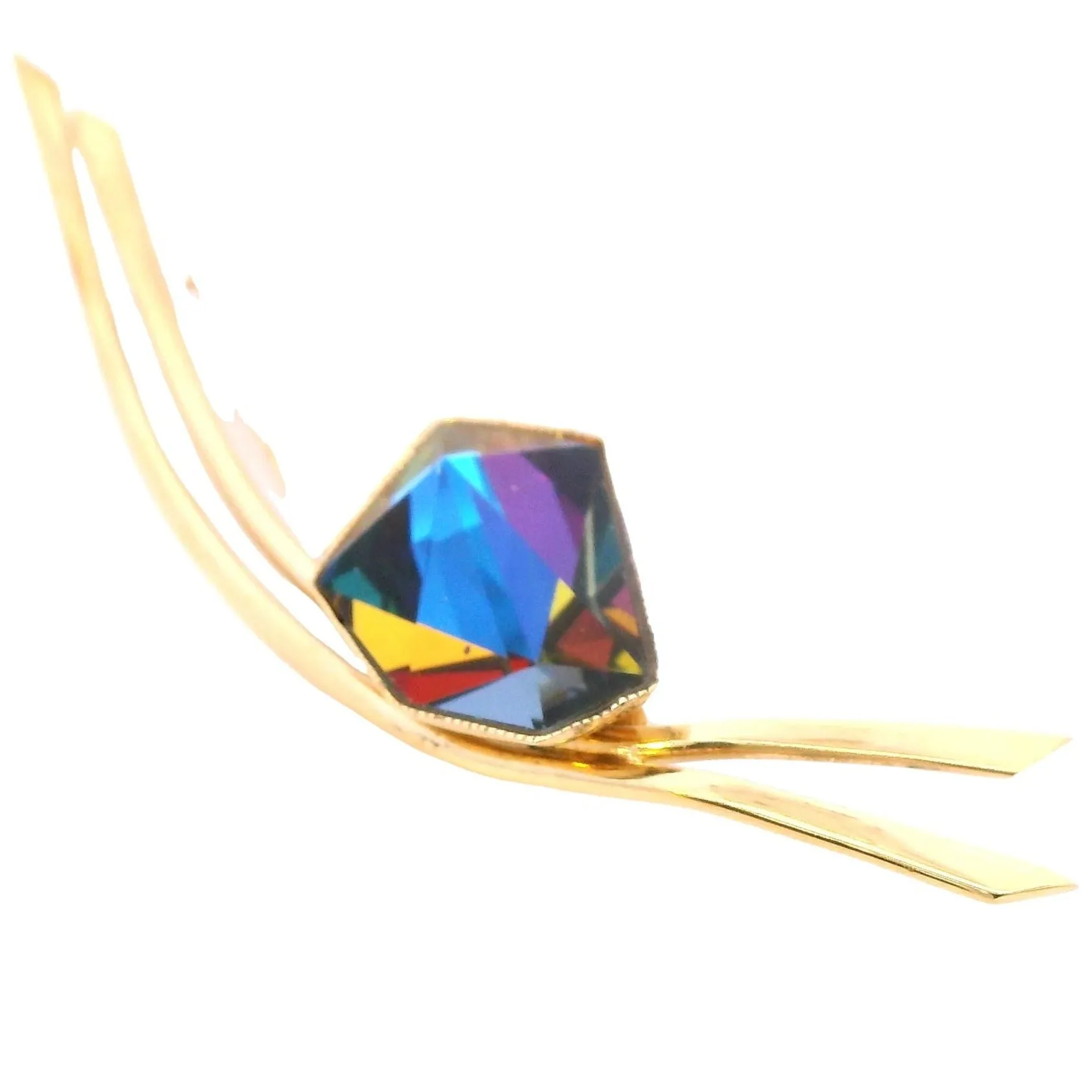 Elegant Donald Simpson Gold-Plated Silver Mystic Topaz Brooch