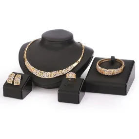 Elegant Dubai 18K Gold Plated Jewelry Necklace Set Designer Vintage Women Jewelry Set-Gold