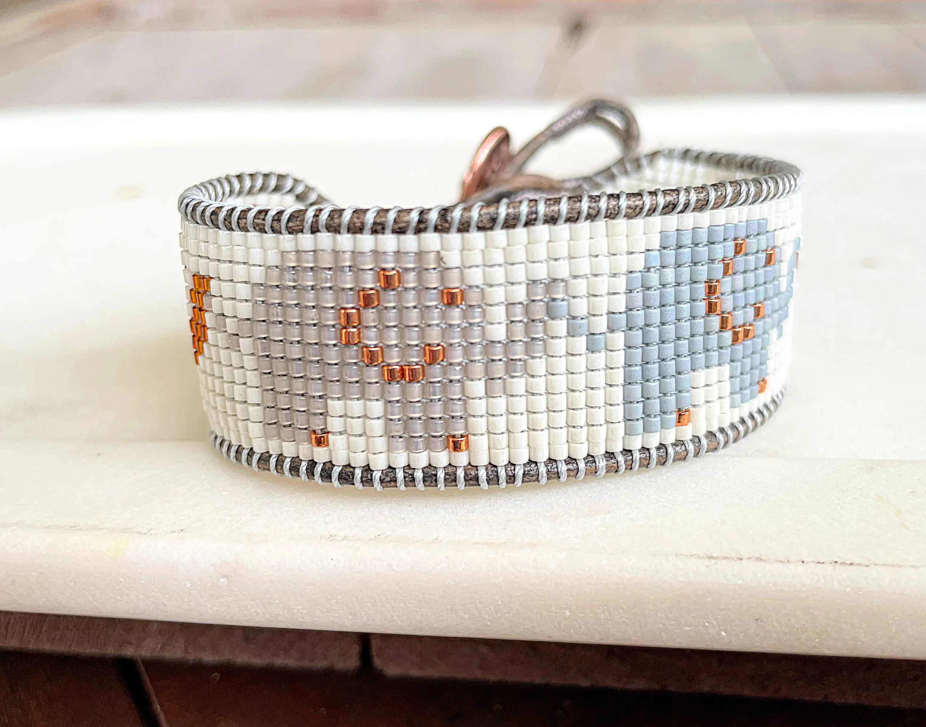 Elephant Bead Loom Woven Leather Friendship Bracelet