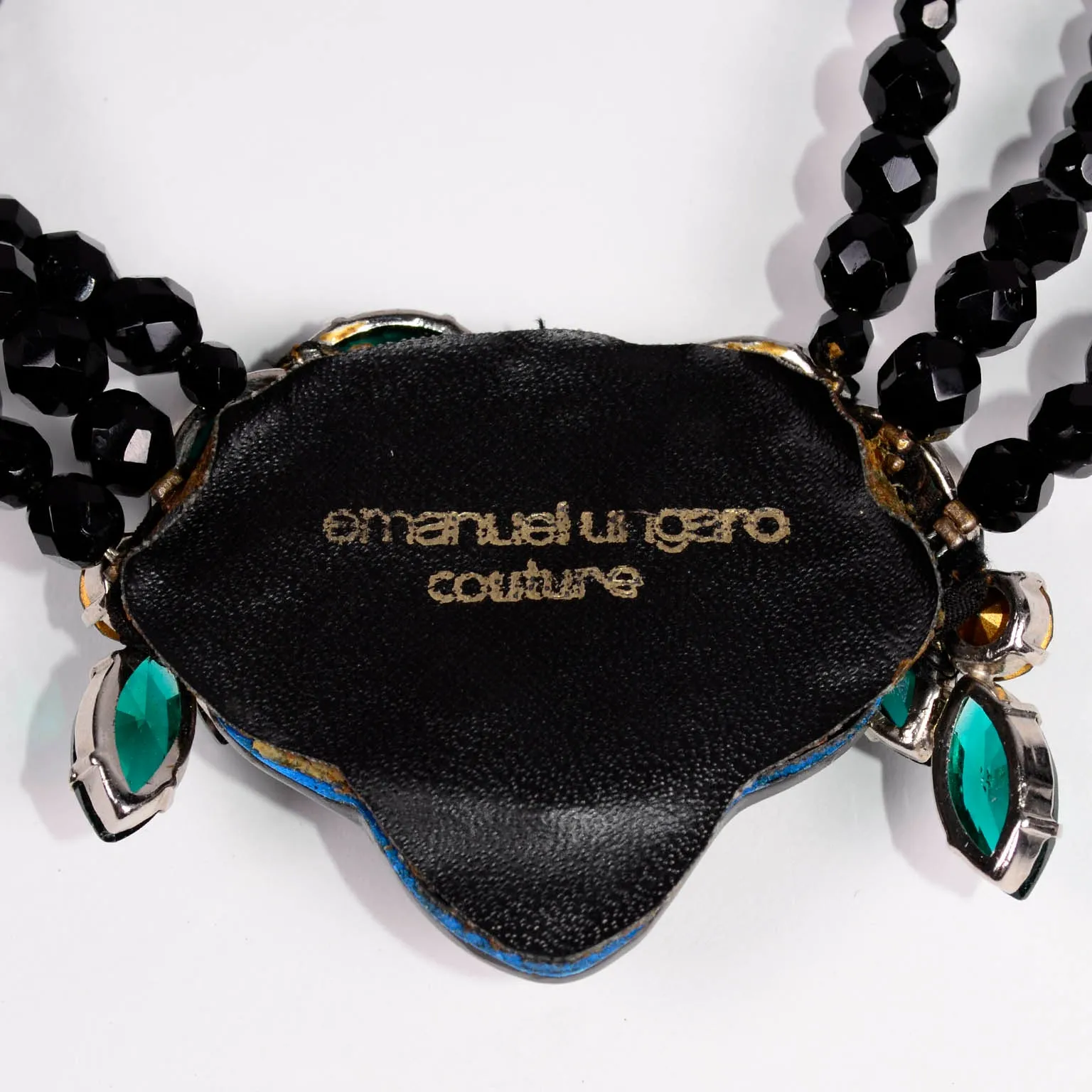 Emanuel Ungaro Couture Choker Black & Green Vintage Statement Necklace