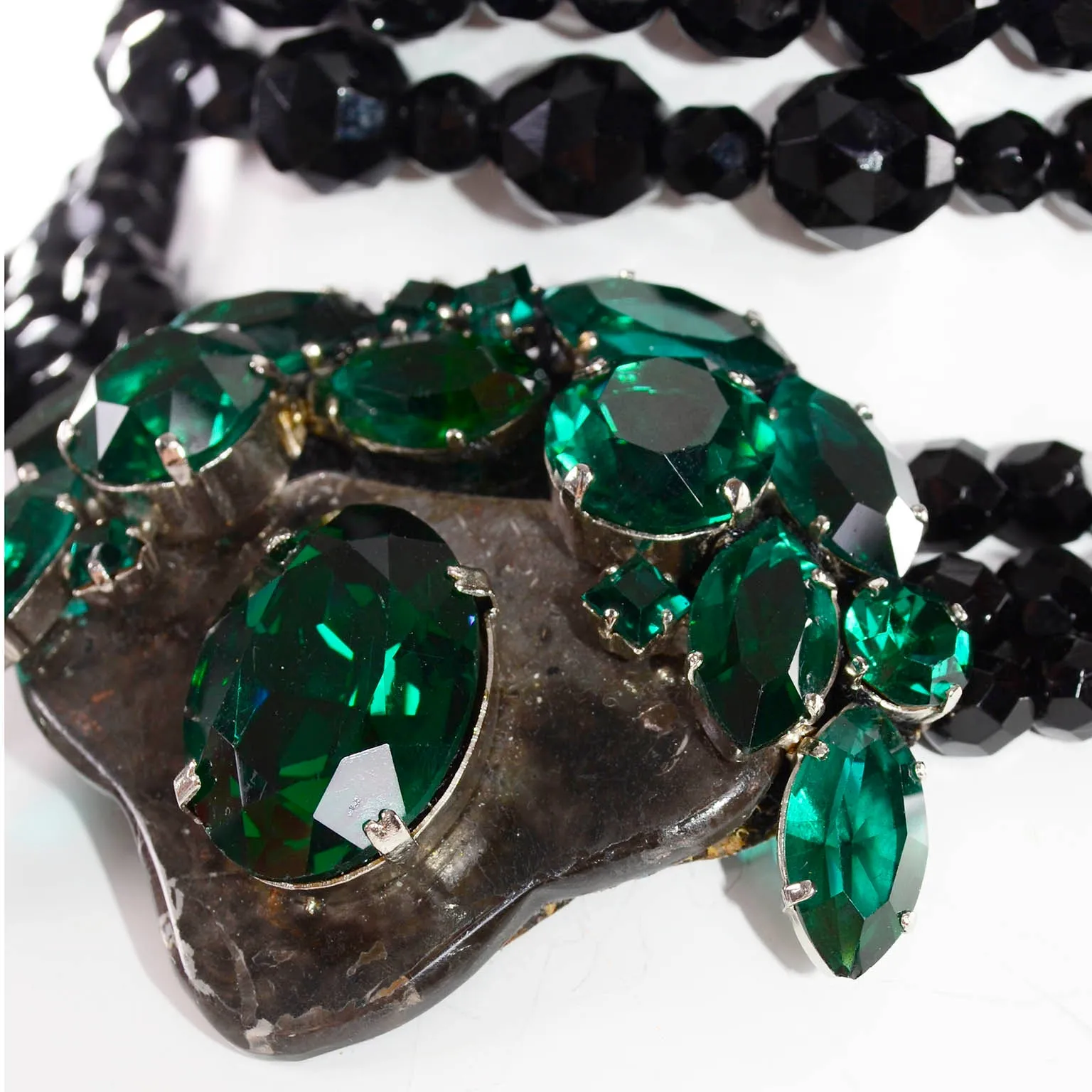 Emanuel Ungaro Couture Choker Black & Green Vintage Statement Necklace