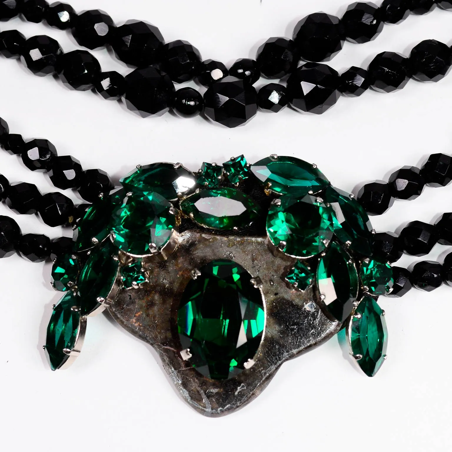 Emanuel Ungaro Couture Choker Black & Green Vintage Statement Necklace