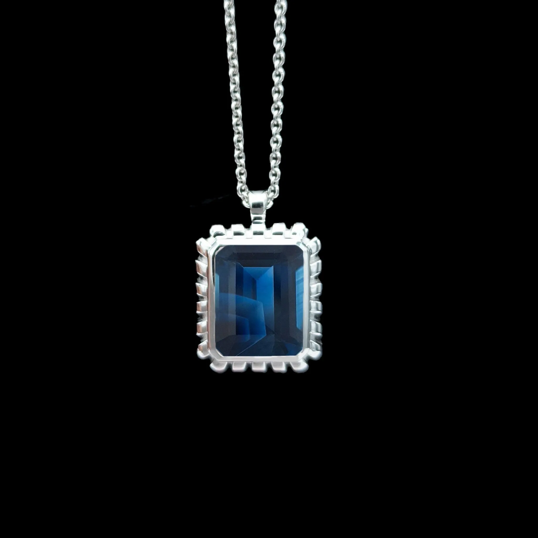 Emerald Cut Bezel Birthstone Necklace