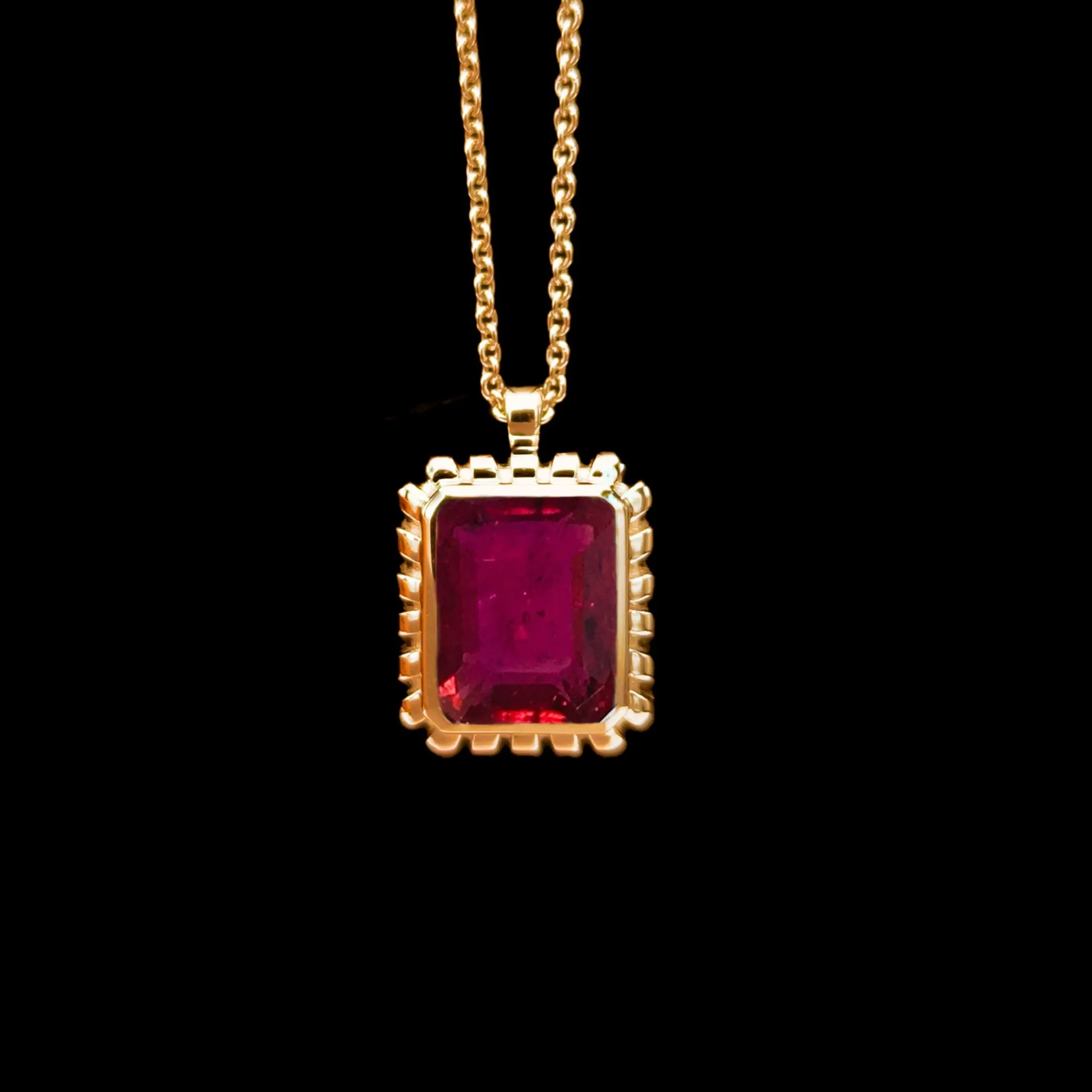 Emerald Cut Bezel Birthstone Necklace