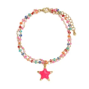 Enamel Star Charm Pendant Bracelet Pink