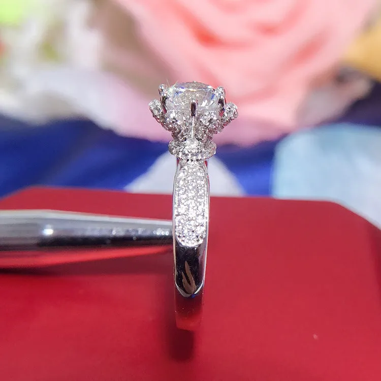 Engraved 1 Carat Moissanite Diamond Vintage Ring