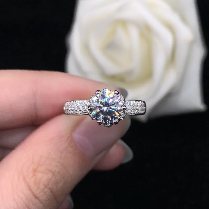 Engraved 1 Carat Moissanite Diamond Vintage Ring