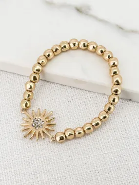 Envy Gold Beaded Bracelet with Gold Sun