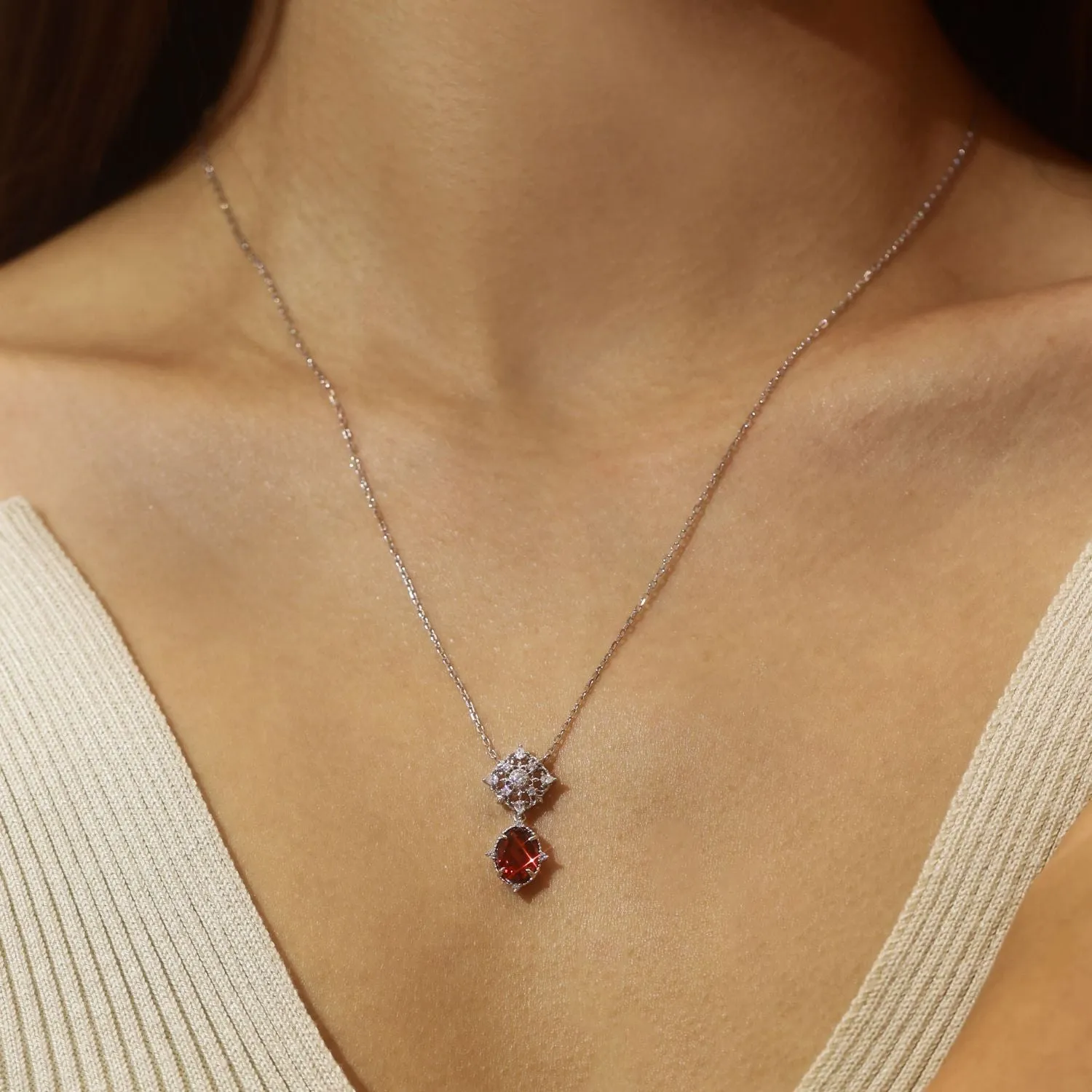 Eternal Orbit Mozambique Garnet Necklace