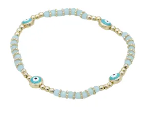 Evil Eye Stretch Bracelet - Gold & Turquoise