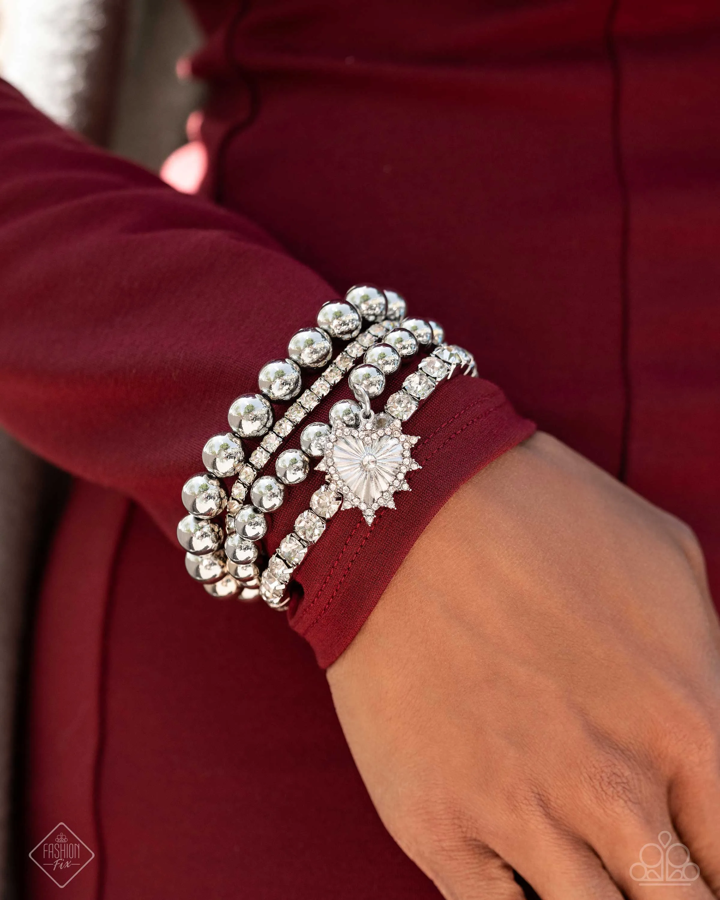 Excessive Elegance -  White Bracelet