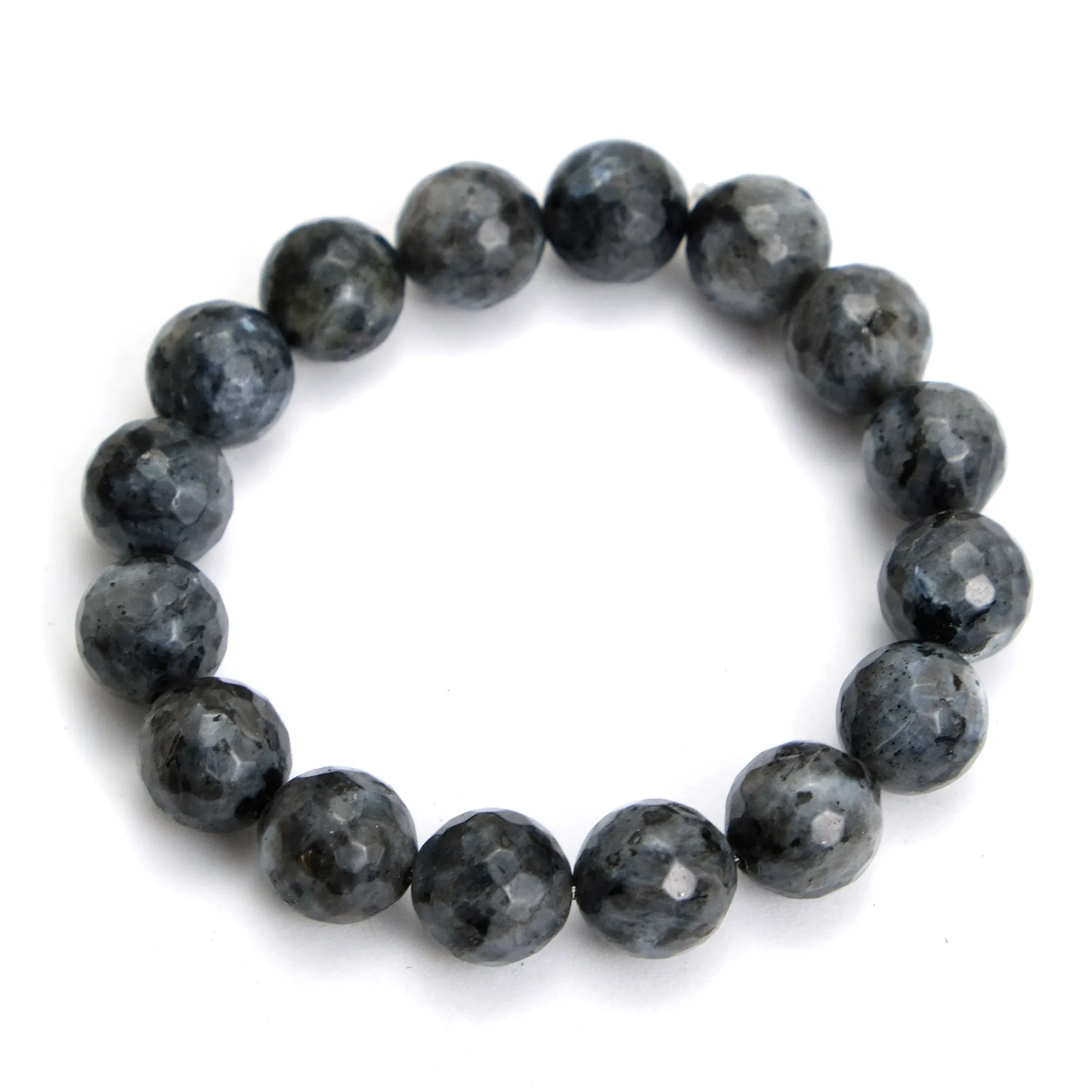 Faceted Black Labradorite Stretch Bracelet