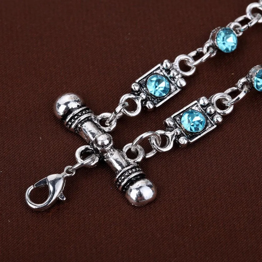 Fashion Hot Sale Vintage Retro Style Crystal Bangle Jewelry Tortoise Women Chain Bracelet Tibetan Silver