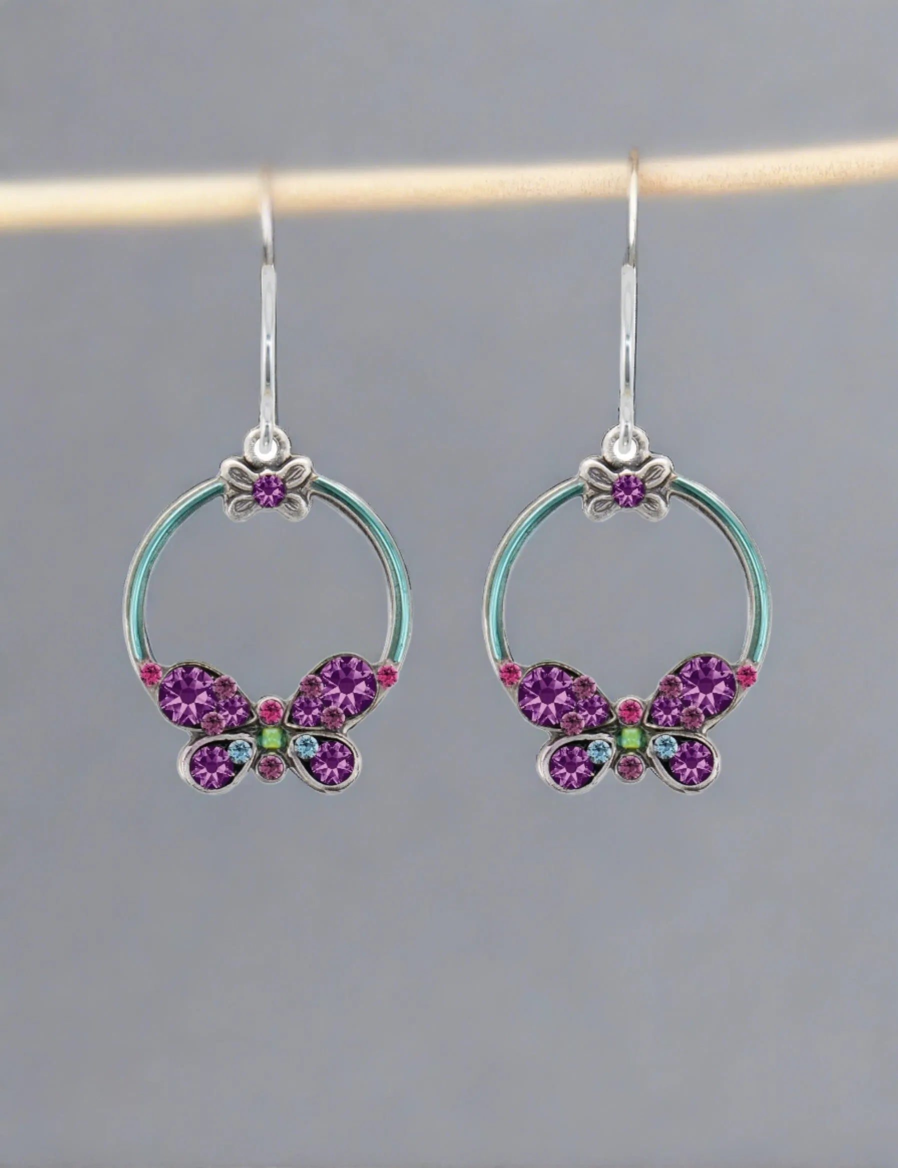 Firefly Jewelry Sparkle Hoop Butterfly Earring- Amethyst