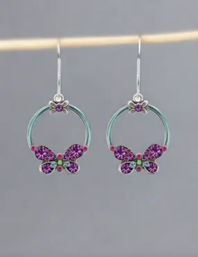 Firefly Jewelry Sparkle Hoop Butterfly Earring- Amethyst