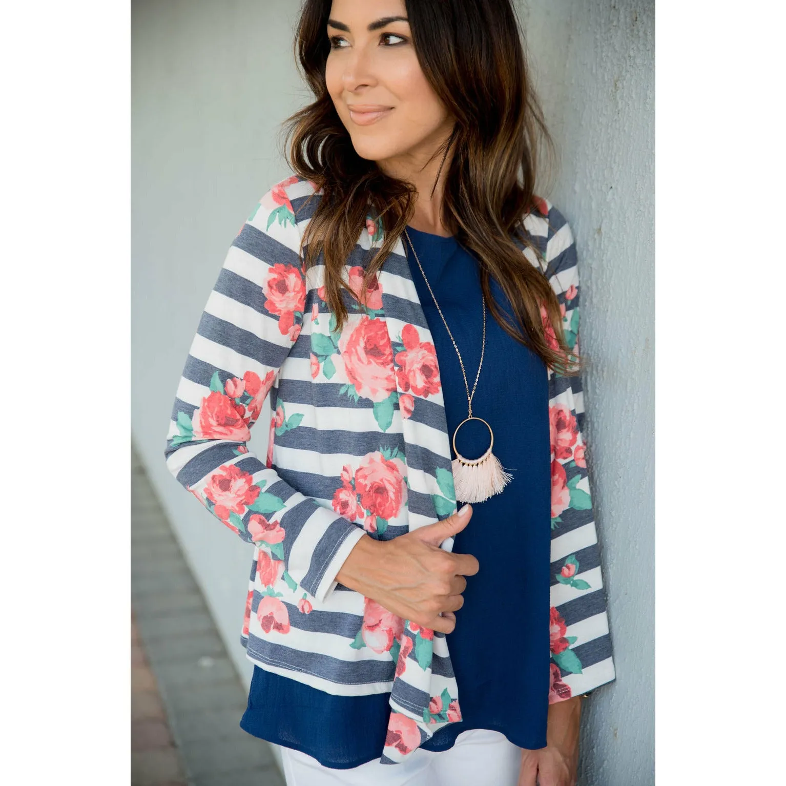 Floral Striped Cardigan