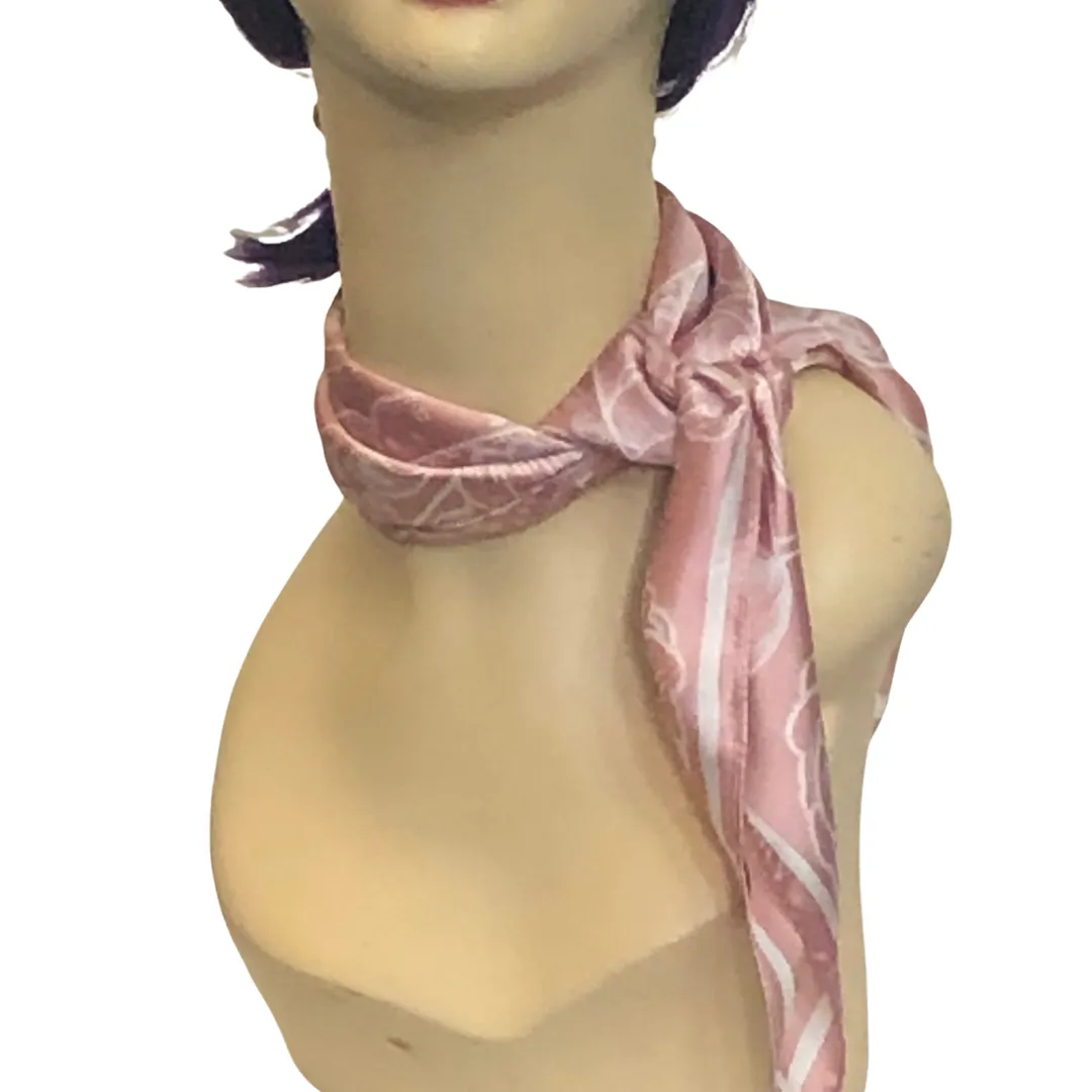 Flower Necktie Poly Silk Scarf - Soft Pink